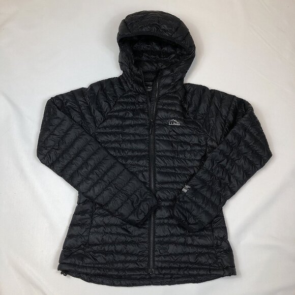 LL Bean Womens Goose Down 850 Downtek Black Ultralight Hooded Puffer Jacket XS - Picture 9 of 9